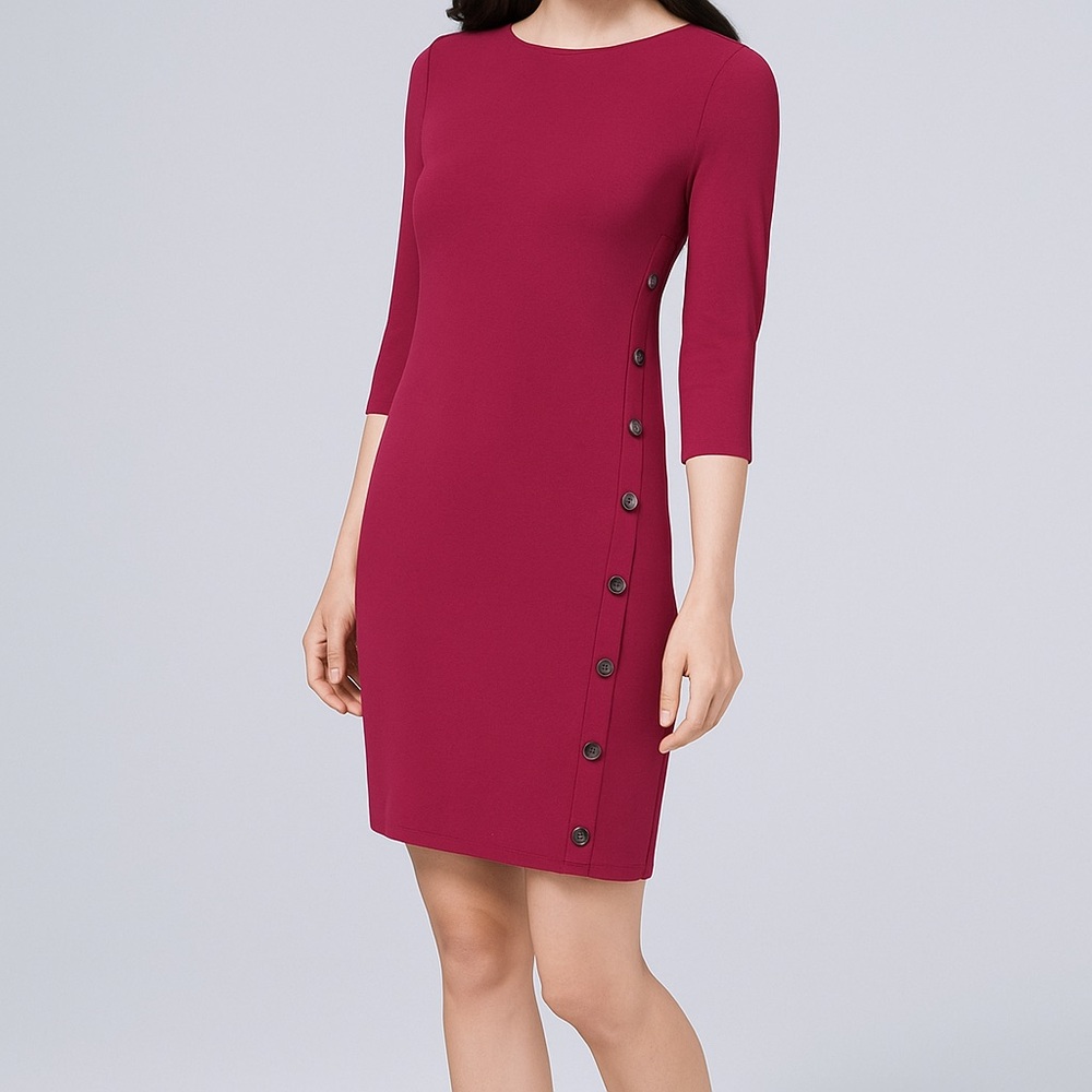 White House Black Market Burgundy
Bodycon Sheath Dress Size Medium Petite